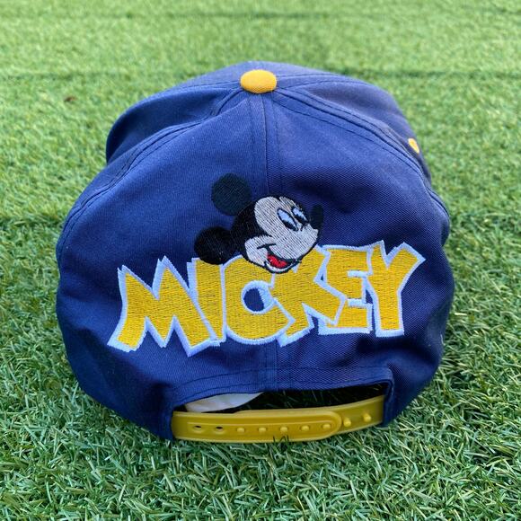Mickey Mouse 1990's Vintage Snapback Hat Disney Blue Yellow - Picture 3 of 4